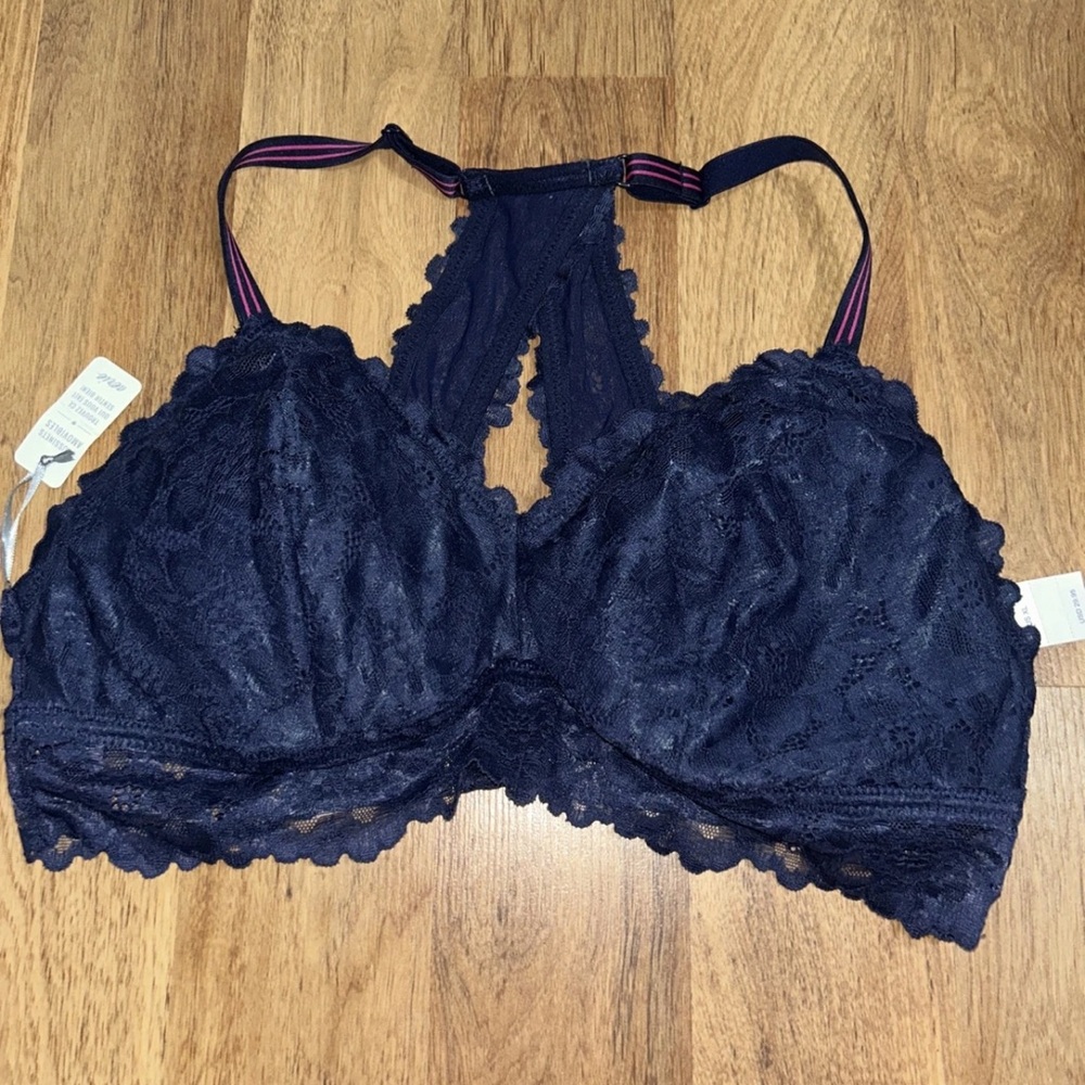 Aerie Midnight Lace Halter Bralette xlg